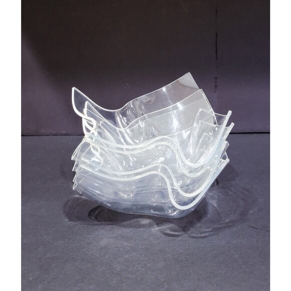 Vintage Acrylic Handkerchief Bowl Set 4 Clear Mid Century Lucite Nesting Bowls - Picture 5 of 7